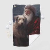 Wolfhound mit dem Weihnachtsmann Weihnachten Golfhandtuch (Insitu)