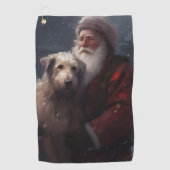 Wolfhound mit dem Weihnachtsmann Weihnachten Golfhandtuch (Vorderseite)