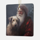 Wolfhound mit dem Weihnachtsmann Weihnachten Keramikornament (Links)