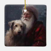 Wolfhound mit dem Weihnachtsmann Weihnachten Keramikornament (Rückseite)