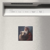 Wolfhound mit dem Weihnachtsmann Weihnachten Magnet (In Situ (Geschirrspüler))