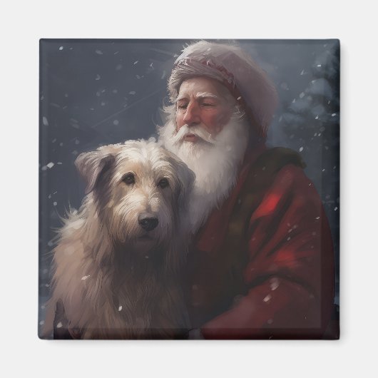 Wolfhound mit dem Weihnachtsmann Weihnachten Magnet (Vorne)