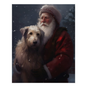 Wolfhound mit dem Weihnachtsmann Weihnachten Poster