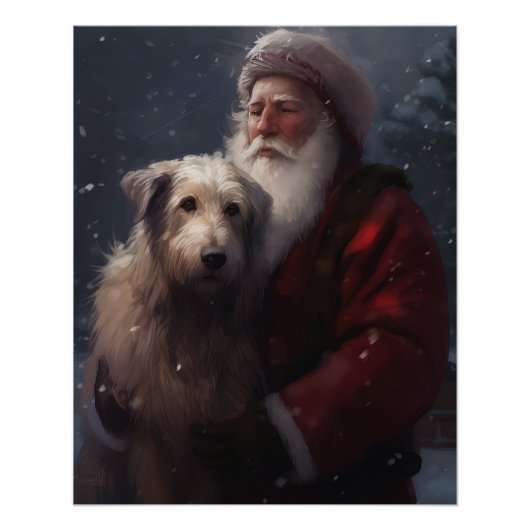 Wolfhound mit dem Weihnachtsmann Weihnachten Poster (Vorderseite)