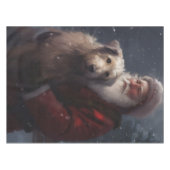 Wolfhound mit dem Weihnachtsmann Weihnachten Tischdecke (Vorderseite (Horizontal))