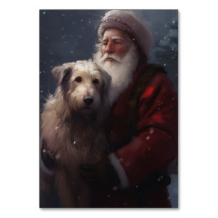 Wolfhound mit dem Weihnachtsmann Weihnachten Tischnummer