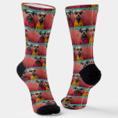 Wolfhound mit Herz-Rose Valentinstag Socken (Gewinkelt)