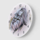 Wolfhound Pastel Portrait Große Wanduhr (Winkel)