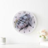 Wolfhound Pastel Portrait Große Wanduhr (Zuhause)