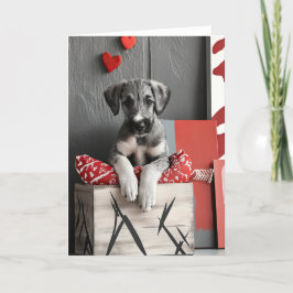 Wolfhound Puppy Valentine Card Dankeskarte