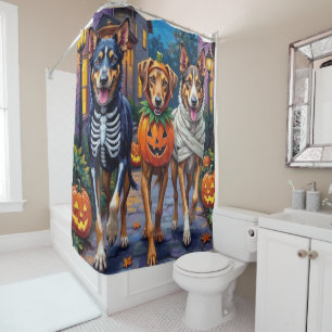 Wolfhound-Süßigkeiten-sammeln-Halloween-Kostüme Duschvorhang