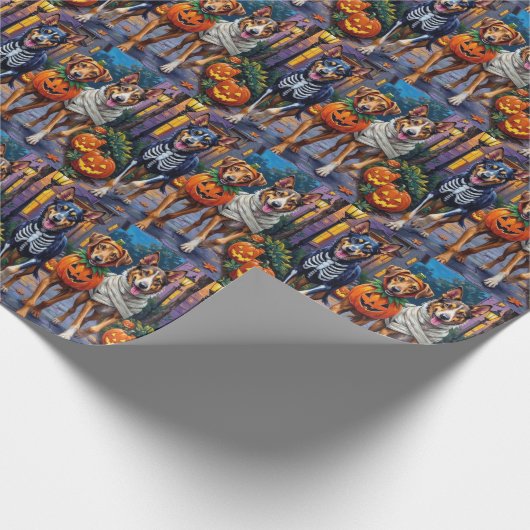 Wolfhound-Trick-oder-Treating Halloween-Kostüme Geschenkpapier (Ecke)
