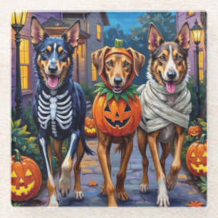 Wolfhound-Trick-oder-Treating Halloween-Kostüme Glasuntersetzer
