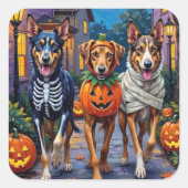 Wolfhound-Trick-oder-Treating Halloween-Kostüme Quadratischer Aufkleber (Vorderseite)