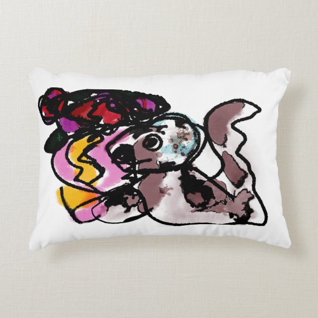 Wolfhound und Blume Freude Dekokissen (Vorderseite)