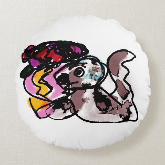 Wolfhound und Blume Freude Rundes Kissen (Vorderseite)