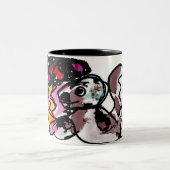 Wolfhound und Blume Freude Zweifarbige Tasse (Mittel)