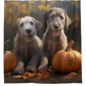 Wolfhound Welpe Herbst Delight Pumpkin Duschvorhang (Vorderseite)