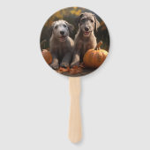 Wolfhound Welpe Herbst Delight Pumpkin Fächer (Vorderseite)