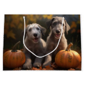 Wolfhound Welpe Herbst Delight Pumpkin Große Geschenktüte (Vorderseite)
