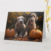 Wolfhound Welpe Herbst Delight Pumpkin Karte (Gelbe Blume)