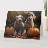 Wolfhound Welpe Herbst Delight Pumpkin Karte (Vorderseite)