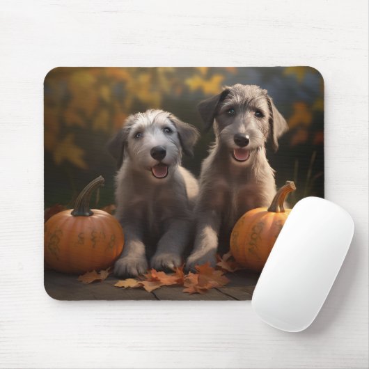 Wolfhound Welpe Herbst Delight Pumpkin Mousepad (Mit Mouse)