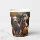 Wolfhound Welpe Herbst Delight Pumpkin Pappbecher (Rückseite)