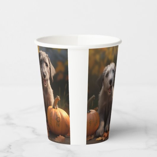 Wolfhound Welpe Herbst Delight Pumpkin Pappbecher (Links)