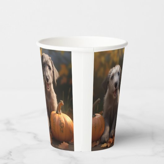 Wolfhound Welpe Herbst Delight Pumpkin Pappbecher (Rechts)