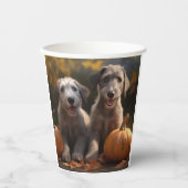 Wolfhound Welpe Herbst Delight Pumpkin Pappbecher (Vorderseite)