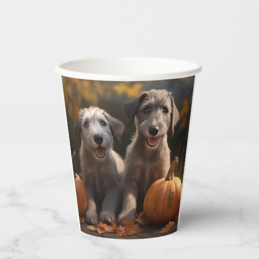 Wolfhound Welpe Herbst Delight Pumpkin Pappbecher (Vorderseite)