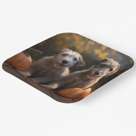 Wolfhound Welpe Herbst Delight Pumpkin Pappteller (Gewinkelt)