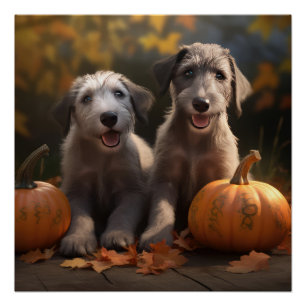 Wolfhound Welpe Herbst Delight Pumpkin Poster