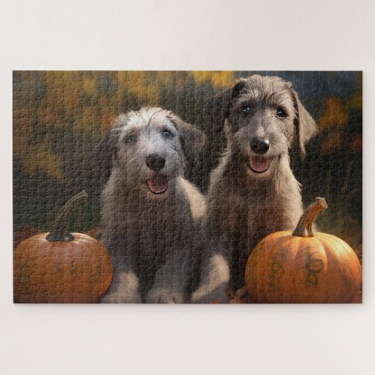 Wolfhound Welpe Herbst Delight Pumpkin Puzzle (Horizontal)
