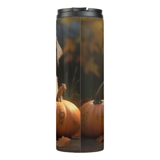 Wolfhound Welpe Herbst Delight Pumpkin Thermosbecher (Rückseite)