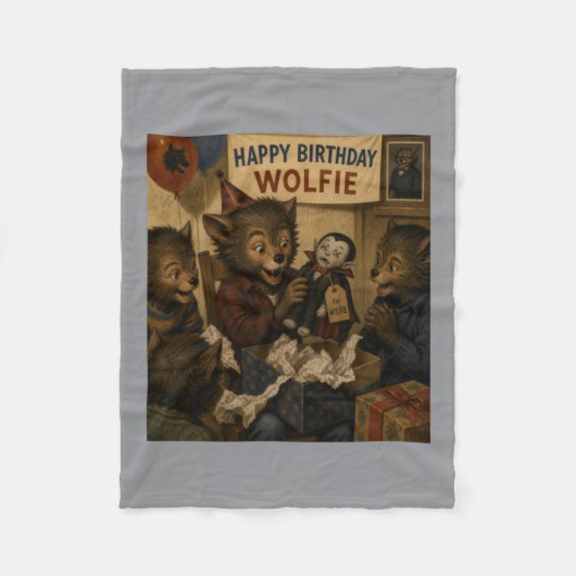 Wolfie Geburtstag Fleecedecke (Vorderseite)