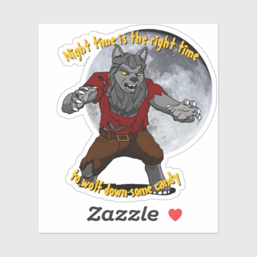 Wolfing down candy Custom Cut Vinyl Sticker (Blatt)