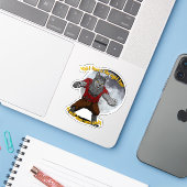 Wolfing down candy Custom Cut Vinyl Sticker (Laptop mit iPhone)