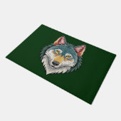 Wolfkopf von vorne fußmatte (Schrägansicht)