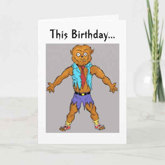 Wolfman Birthday Wishes Card Karte (Vorderseite)
