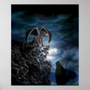 Wolfmond - Wolf mit Golem Poster
