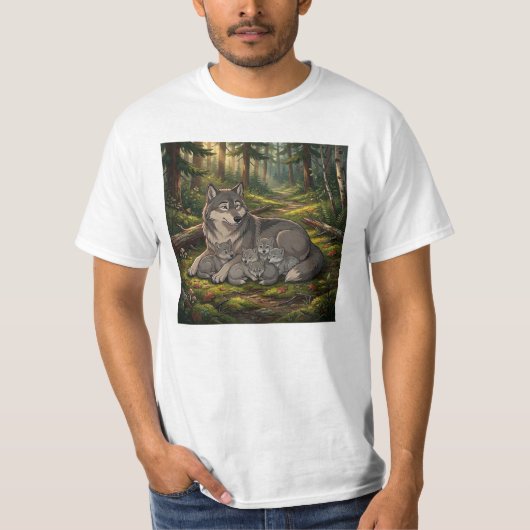 Wolfmutter und Welpen T-Shirt (Vorderseite)