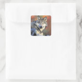 Wolfporträt Quadratischer Aufkleber (Tasche)