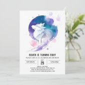 Wolfs Aquarell Dreamland Geburtstag Einladung (Stehend Vorderseite)