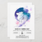 Wolfs Aquarell Dreamland Geburtstag Einladung (Vorne/Hinten)