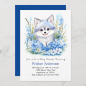 Wolf's blaue, bläuliche Woodland Boy Baby-Dusche Einladung (Vorne/Hinten)