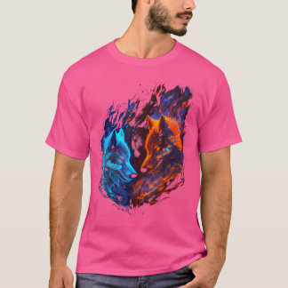 Wolfs Fire VS Wolf Ice für Jungen Mädchen T-Shirt