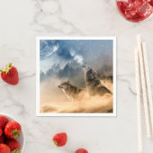 Wolfs Howl auf der kalten, foggy, Sternensternnach Serviette (Beispiel)