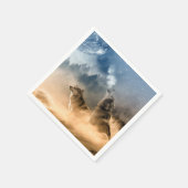 Wolfs Howl auf der kalten, foggy, Sternensternnach Serviette (Ecke)